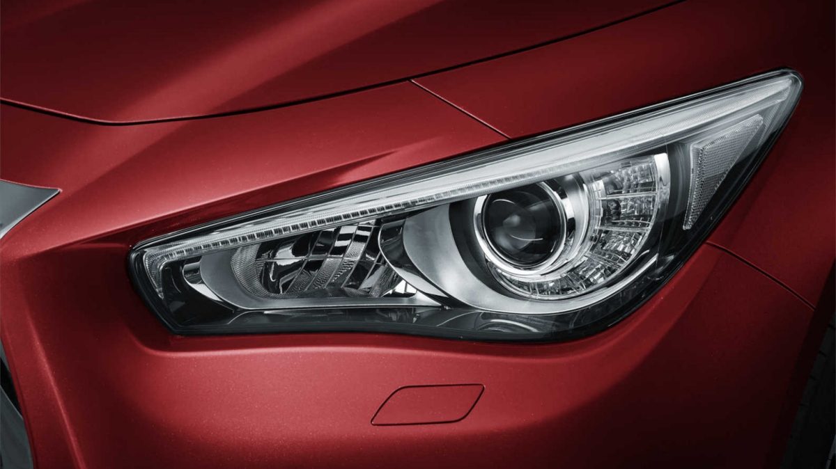 2018 INFINITI Q50 Red Sport Sedan Design Gallery | Signature Double Arch Grille and LED Headlights